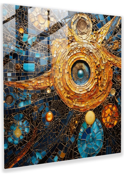 Birbirine Bağlı Enerjiler Cam Baskı - Manevi, Soyut Mozaik, Duvar Dekorasyonu, Modern Sanat, 30X30