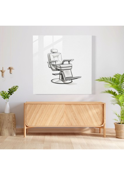 Şık Berber Koltuğu Cam Baskı - Berber, Modern Sanat, Berber, Çizgi Çizimi, 30X30