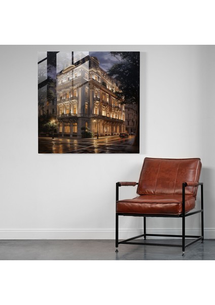 Gece Parlaklığı Cam Baskı - Otel, Duvar Dekorasyonu, Cam Sanatı, Gerçekçi Yağlıboya Tablo, 30X30 modelleri