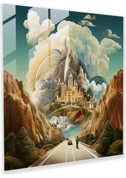 Dreamscape Wonders Cam Baskı - Sürrealist Simgesel Yapı Duvar Sanatı - Ilginç Ev Dekorasyonu - Yaratıcı Cam Sanatı, 30X30