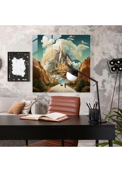 Dreamscape Wonders Cam Baskı - Sürrealist Simgesel Yapı Duvar Sanatı - Ilginç Ev Dekorasyonu - Yaratıcı Cam Sanatı, 30X30