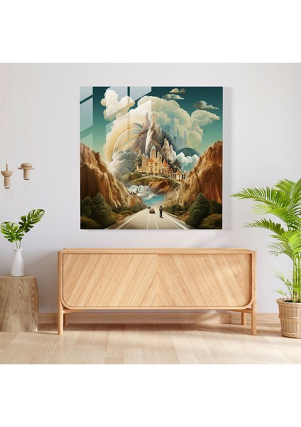 Dreamscape Wonders Cam Baskı - Sürrealist Simgesel Yapı Duvar Sanatı - Ilginç Ev Dekorasyonu - Yaratıcı Cam Sanatı, 30X30