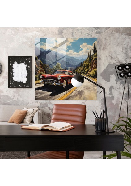 Dinamik Dağ Yolu Klasik Araba Cam Baskı - Cam Sanatı, Modern Sanat Eseri, Cam Baskı, Cam Duvar Sanatı, Ev Dekorasyonu, 30X30 fiyatları