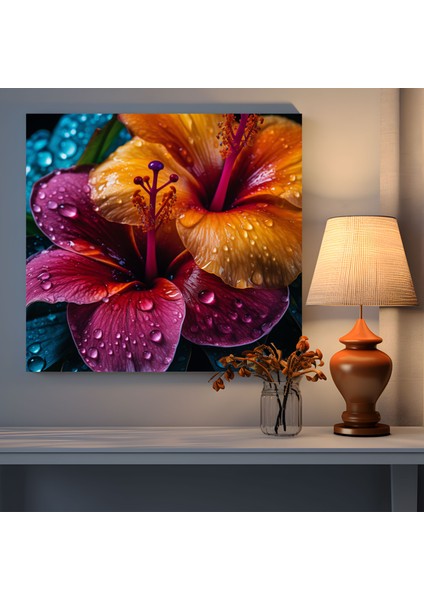 Tropikal Çiçekler Kanvas Tablo - Tropikal, Duvar Sanatı, Karmaşık Detaylar, Tropikal Çiçekler, 30X30
