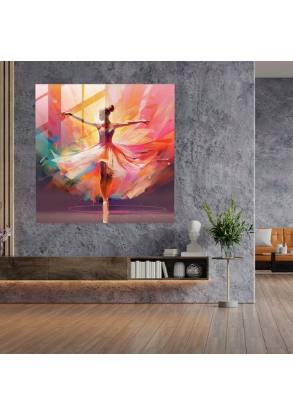 Canlı Balerin Cam Baskı - Balerin, Modern Sanat, Canlı, Ev Dekorasyonu, 30X30 modelleri