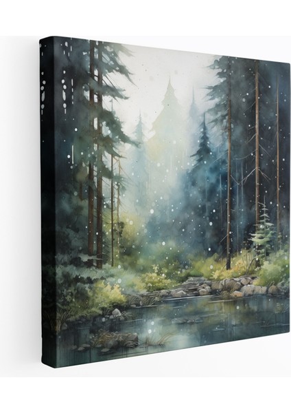 Sakin Yağmur Ormanı Kanvas Tablo - Yağmur, Ev Dekorasyonu, Kanvas Tablo, 30X30