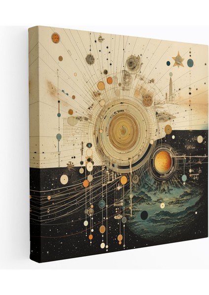 Kolaj Yıldız Haritası Kanvas Tablo - Yıldız Haritası, Kanvas Tablo, Astronomik Çizimler, Kanvas Tablo, 30X30