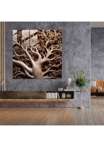Karmaşık Hayat Ağacı Cam Baskı - Hayat Ağacı, Sofistike, Hayat Ağacı, Yakın Çekim, 30X30 fiyatları