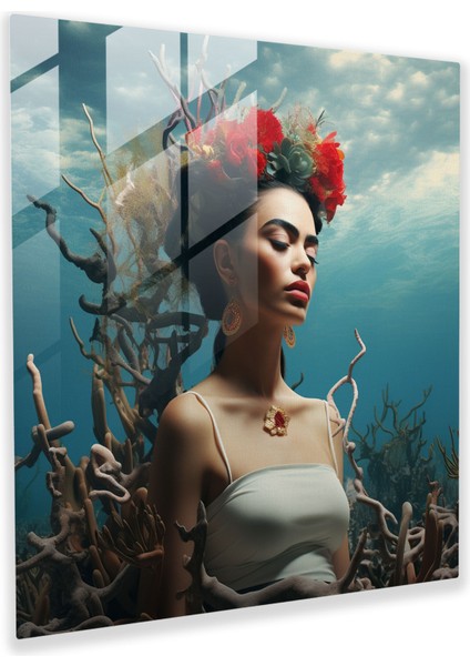 Gerçeküstü Frida Kahlo Cam Baskı - Frida Kahlo, Ev Dekorasyonu, Dikenli Taç, Frida Kahlo, 50X50