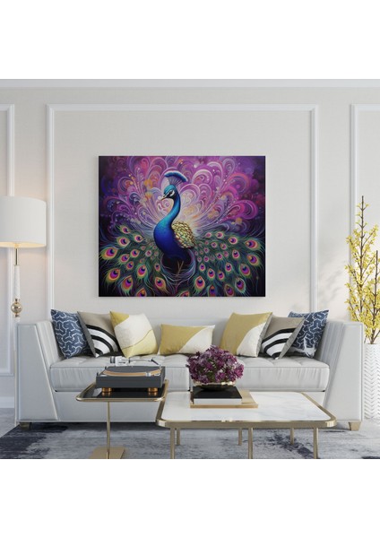 Mor Tavus Kuşu Kanvas Tablo - Mor, Ev Dekorasyonu, Mor Tavus Kuşu Kanvas Tablo, Mor Duvar Dekorasyonu, 30X30 fiyatları