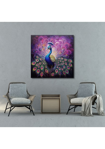 Mor Tavus Kuşu Kanvas Tablo - Mor, Ev Dekorasyonu, Mor Tavus Kuşu Kanvas Tablo, Mor Duvar Dekorasyonu, 30X30 modelleri