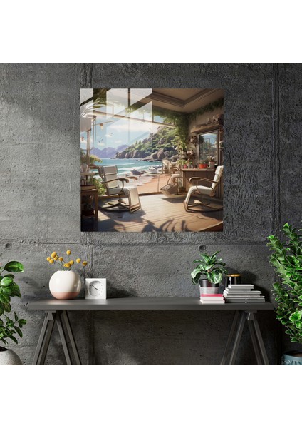 Berber Cam Baskı - Serene Sahil Berberi - Berber, Cam Sanatı, Berber, Cam Duvar Tablosu, 30X30 modelleri