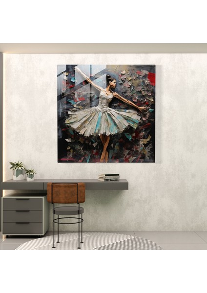 Balerin Çağdaş Kolaj Cam Baskı - Balerin, Ev Dekorasyonu, Cam Baskı, Cam Sanatı, 30X30 fiyatları