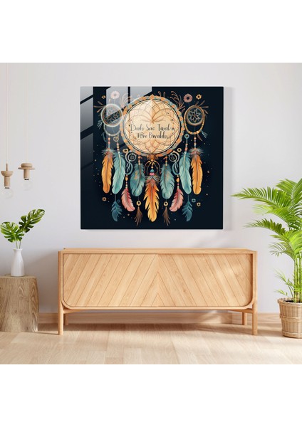 Bohem Düşler Cam Baskı - Bohem, Ev Dekorasyonu, Karmaşık Desenler, Ilham Verici Alıntı, 30X30 fiyatları