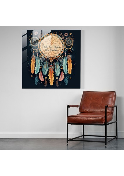 Bohem Düşler Cam Baskı - Bohem, Ev Dekorasyonu, Karmaşık Desenler, Ilham Verici Alıntı, 30X30 modelleri