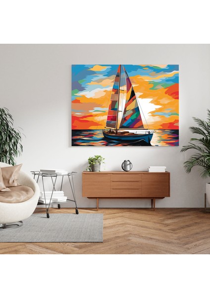 Yelkenli Duvar Tablosu - Yelkenli, Cesur Renkler, Duvar Süslemesi, Canlı Renkler, 30X30