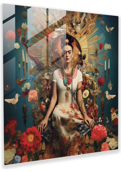 Frida Kahlo Cam Baskı - Frida Kahlo, Sürrealist Kolaj, Cam Sanatı, Cam Baskı, 30X30