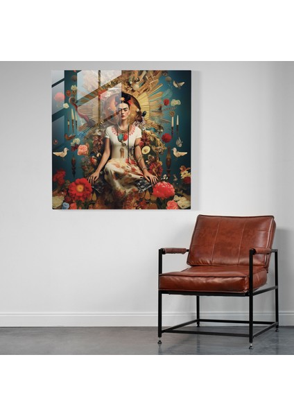 Frida Kahlo Cam Baskı - Frida Kahlo, Sürrealist Kolaj, Cam Sanatı, Cam Baskı, 30X30 modelleri