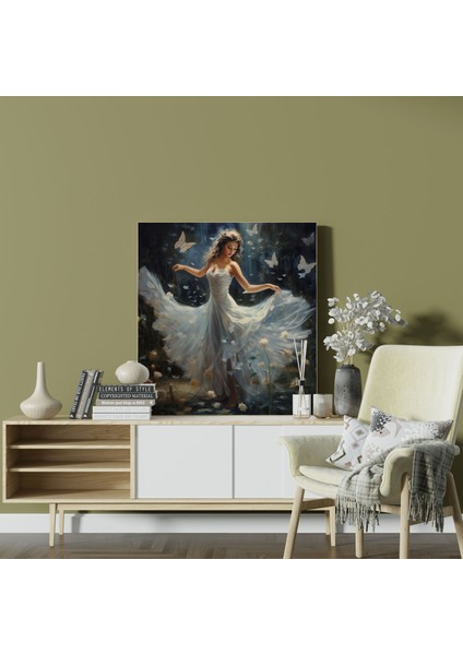 Romantik Balerin Kanvas Tablo - Balerin, Kelebekler, Duvar Dekorasyonu, Ev Dekorasyonu, 30X30 modelleri