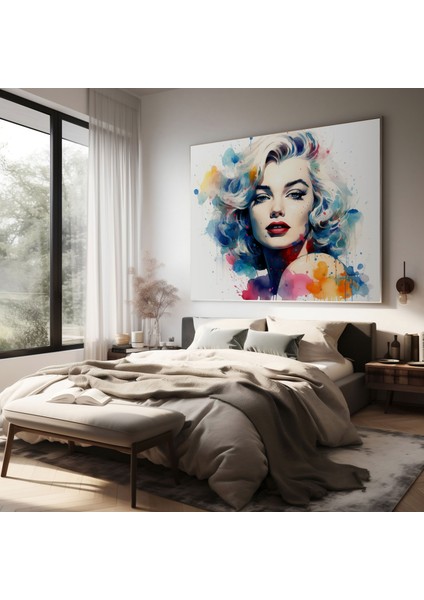 Marilyn Monroe Kanvas Tablo - Kaprisli Suluboya Duvar Tablosu - Marilyn Monroe, Kanvas, Rüya Gibi, Kanvas Tablo, 30X30 modelleri