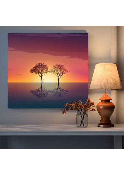 Siluet Gün Batımı Kanvas Tablo - Gün Batımı, Tasarım, Duvar Sanatı, Minimalist, 30X30 fiyatları