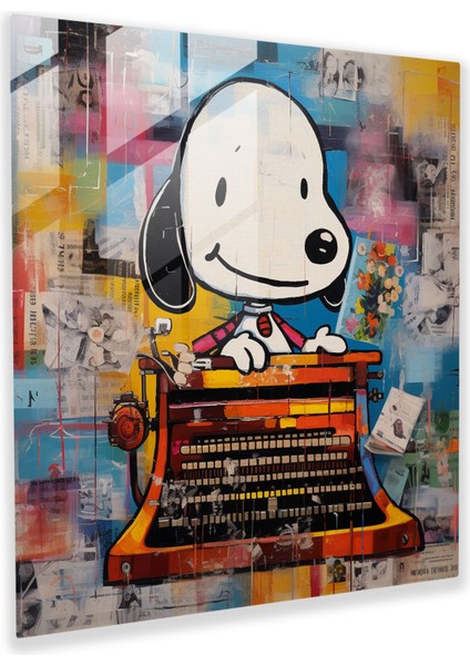 Snoopy Komik Cam Duvar Tablosu - Snoopy, Cam Baskı, Cam Sanatı, Snoopy, 30X30