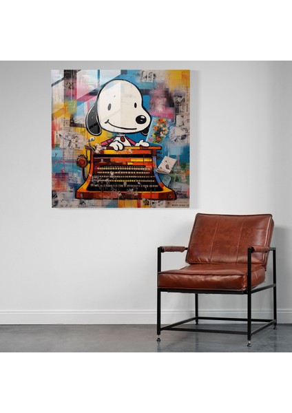 Snoopy Komik Cam Duvar Tablosu - Snoopy, Cam Baskı, Cam Sanatı, Snoopy, 30X30