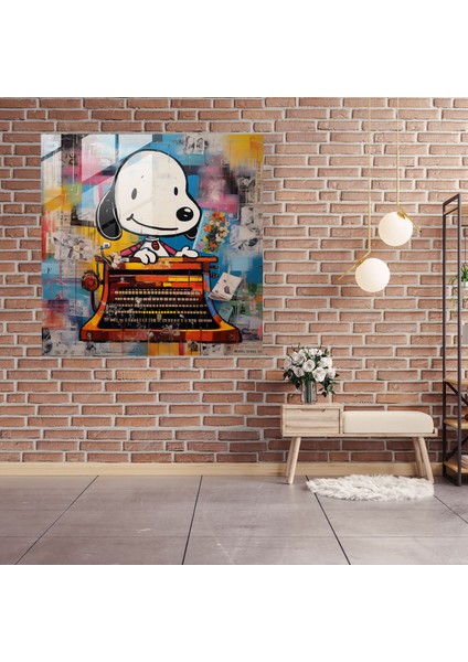 Snoopy Komik Cam Duvar Tablosu - Snoopy, Cam Baskı, Cam Sanatı, Snoopy, 30X30