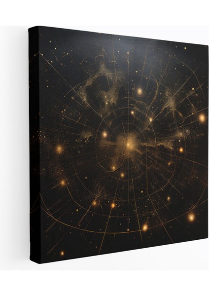 Yıldız Haritası Duvar Tablosu - Yıldız Haritası, Kanvas Tablo, Astronomi, Yıldız Haritası, 30X30