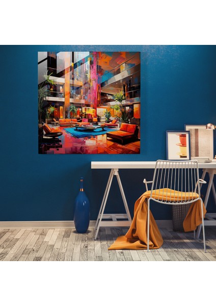 Otel Lobi Cam Baskı - Otel, Cam Duvar Sanatı, Cam Sanatı, Duvar Dekorasyonu, 30X30