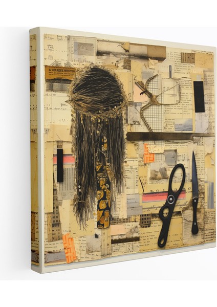 Tutkulu Berber Karma Teknik Kolaj Kanvas Tablo - Berber, Kanvas Tablo, Duvar Süslemesi, Berber, 30X30