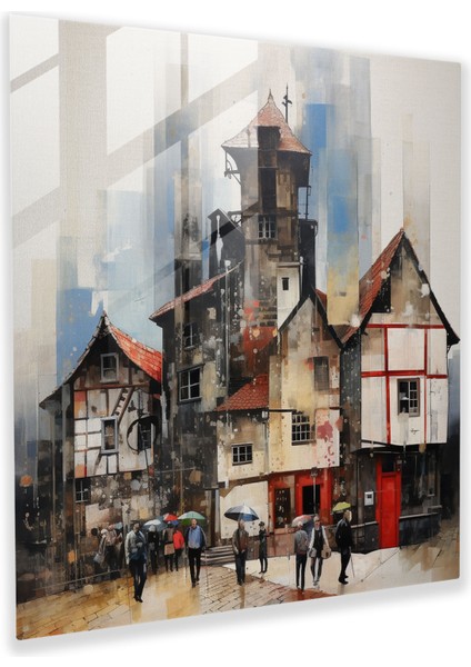 Hareketli Köy Meydanı Cam Baskı - Köy, Modern Sanat, Resim ve Fotoğraf, Cam Sanatı, 30X30