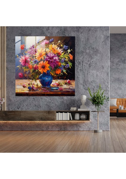 Harmony Buket Cam Baskı - Neo-Empresyonist Sanat Eseri Cam Duvar Sanatı - Ev Dekorasyon - Duvar Dekoru - Cam Sanatı - Modern Sanat Eseri, 30X30 modelleri