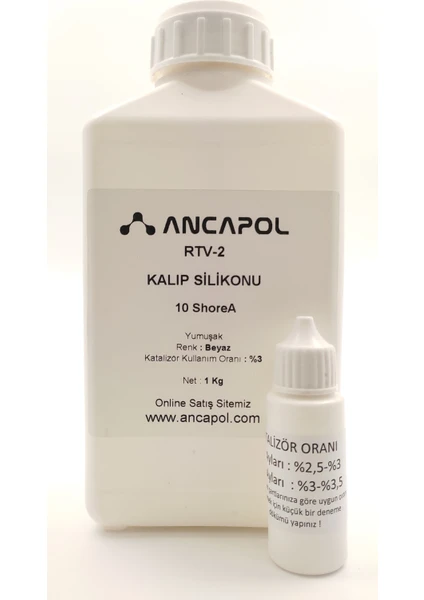 Ancapol Rtv-2 Kalıp Silikonu 1.kalite 10 Shore Beyaz 1 kg