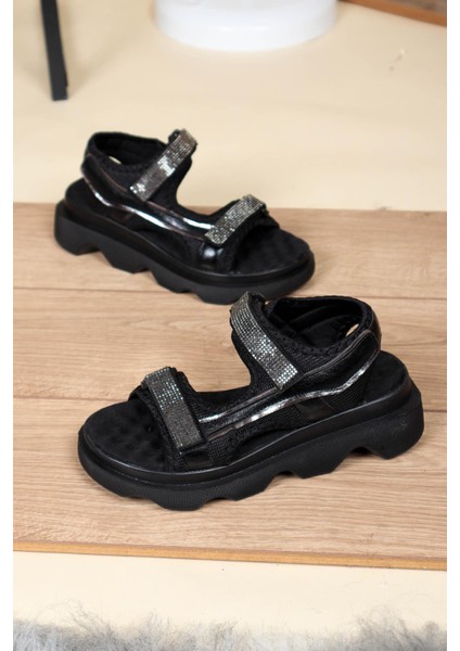 Cırtlı Kalın Taban Comfort Sandalet Siyah fiyatları