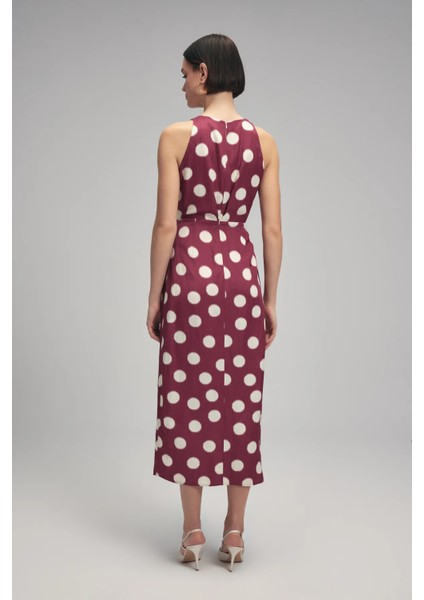 Kadın Elbise Önden Bağlamalı Arkadan Fermuarlı Sıfır Kol Desenli Parlak Keten/pamuk Kumaş fırsatları