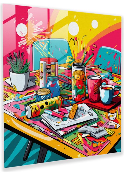 Natürmort Cam Baskı - Canlı Gündelik Nesneler - Natürmort, Ev Dekorasyonu, Canlı Renkler, Duvar Dekorasyonu, 30X30