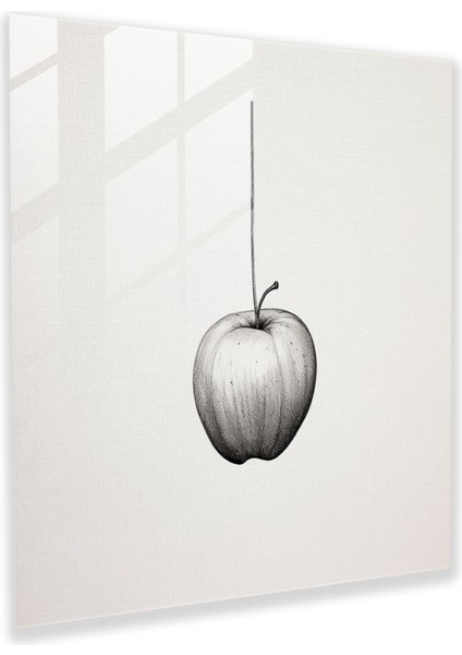 Natürmort Cam Baskı: Minimalist Elma - Natürmort, Sadelik, Duvar Dekorasyonu, Cam Sanatı, 30X30