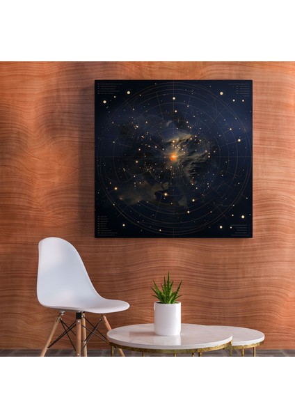 Yıldız Haritası Duvar Sanatı - Yıldız Haritası, Kanvas, Dijital Illüstrasyon, Yıldız Haritası, 30X30 modelleri