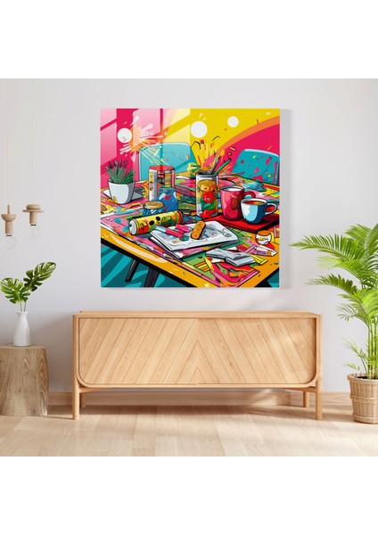 Natürmort Cam Baskı - Canlı Gündelik Nesneler - Natürmort, Ev Dekorasyonu, Canlı Renkler, Duvar Dekorasyonu, 30X30