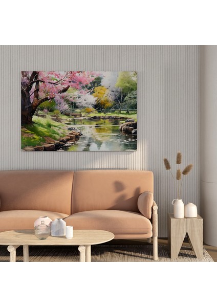 Japon Kiraz Çiçeği Bahçesi Kanvas Tablo, 30X30