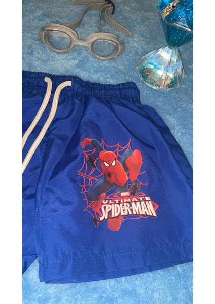 s Kids Erkek Çocuk Spiderman Desenli Içi Ağ Fileli Bağcıklı Deniz Şortu Lacivert fiyatları