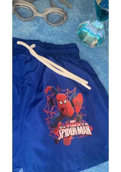 s Kids Erkek Çocuk Spiderman Desenli Içi Ağ Fileli Bağcıklı Deniz Şortu Lacivert modelleri