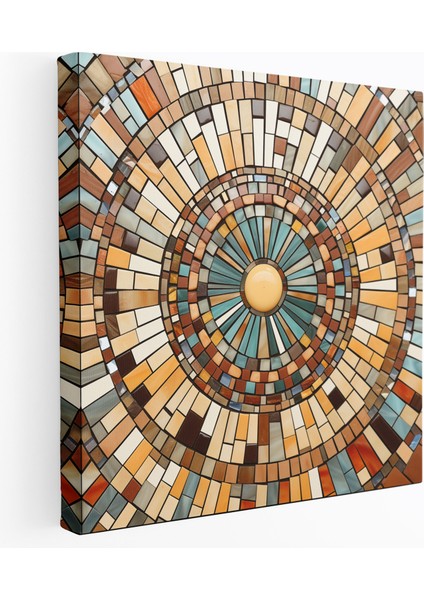 Güneybatı Duvar Dekorasyonu - Mozaikten Esinlenmiş Toprak Tonu Kanvas Tablo - Güneybatı, Güneybatı, Duvar Dekorasyonu, Kızılderili Çömlekçilik, 30X30