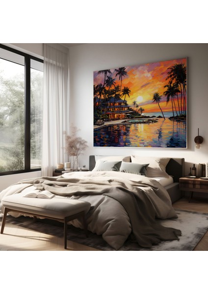 Empresyonist Gün Batımı Tablo Kanvas Tablo - Otel, Duvar Sanatı, Otel Teması, Kanvas Tablo, 30X30