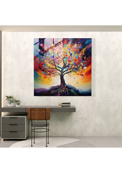 Enerji Veren Hayat Ağacı Duvar Tablosu - Hayat Ağacı, Kanvas Tablo, Duvar Sanatı, Kanvas Tablo, 30X30 modelleri
