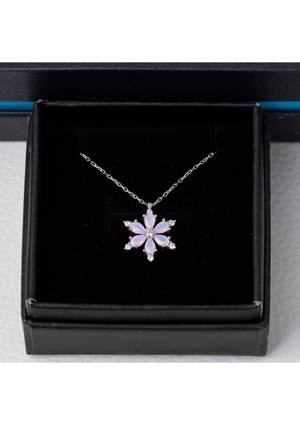 Pembe Zirkon Taşlı Lotus Çiçeği Model 925 Ayar Gümüş Kadın Kolye modelleri