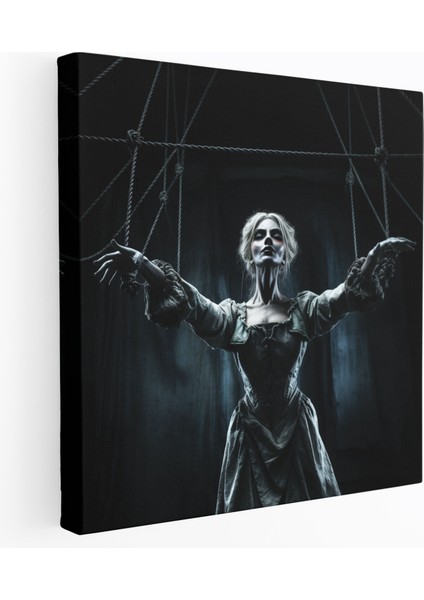 Graceful Marionette Duvar Sanatı - Kukla, Duvar Sanatı, Kanvas Tablo, Koyu Tiyatro Fonu, 30X30