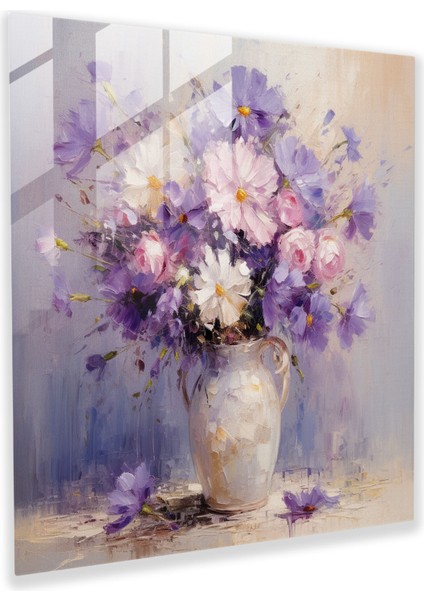 Mor Buket Cam Baskı - Mor, Buket, Cam Baskı, Ev Dekorasyonu, 30X30