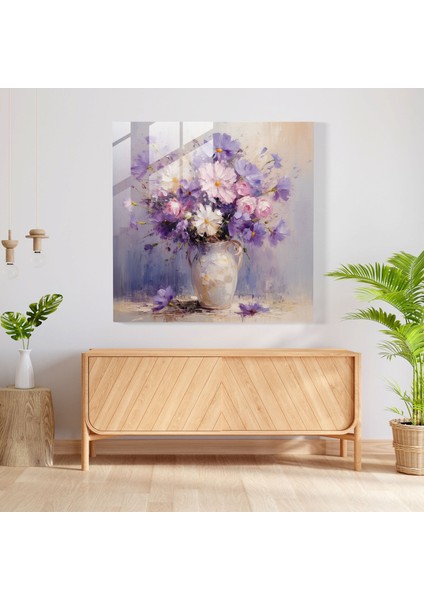 Mor Buket Cam Baskı - Mor, Buket, Cam Baskı, Ev Dekorasyonu, 30X30 modelleri